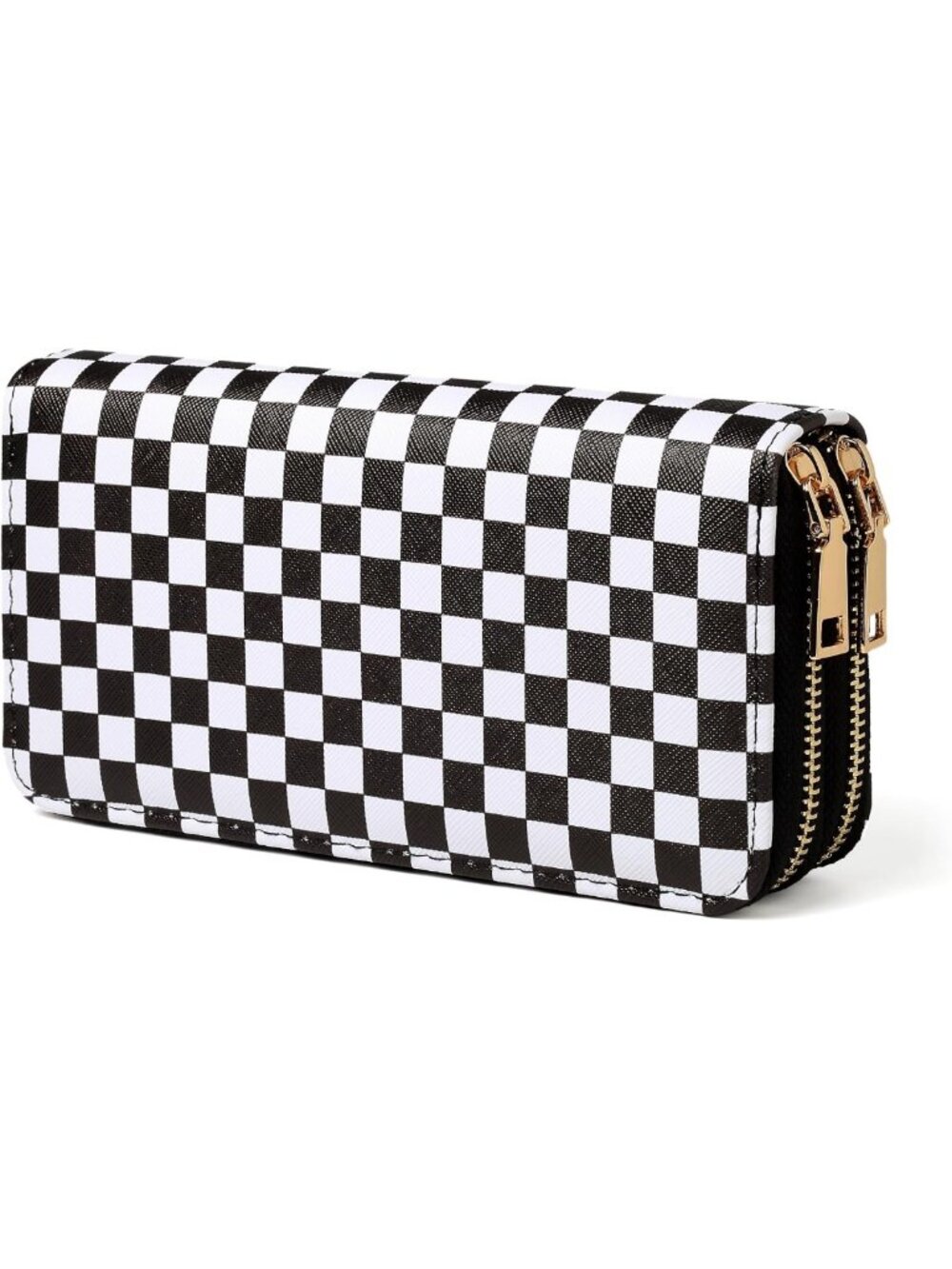 Cute Checkered Wallet for Women - Large Capacity Black & White Plaid Purse, 2